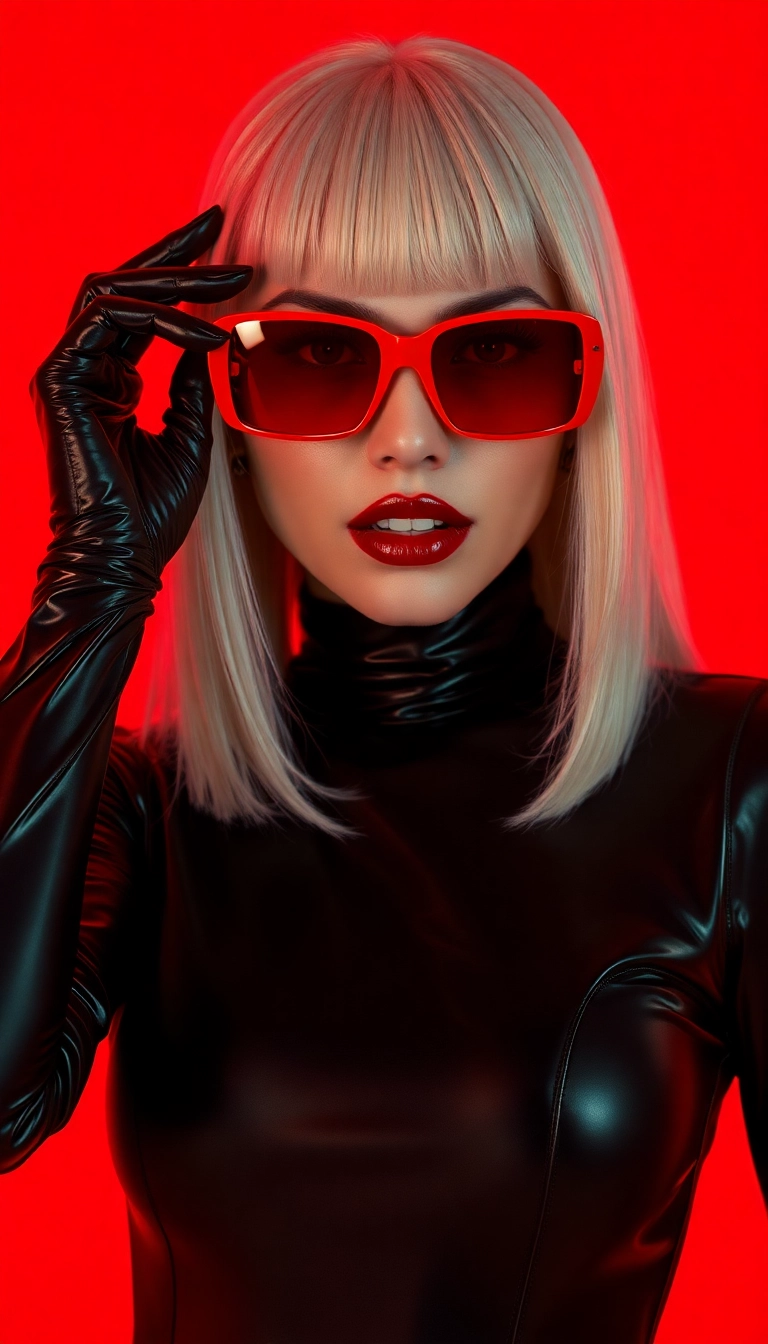 Best Exclusive Y2K Woman Fashion Model in Black and Red Phone Exquisite Wallpaper
